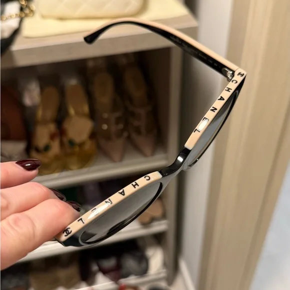 CHANEL Black Cat-Eye Sunglasses - Picture 6 of 7